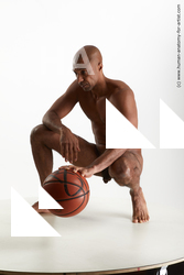 Nude Man Black Slim Bald Standard Photoshoot Realistic