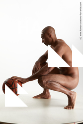 Nude Man Black Slim Bald Standard Photoshoot Realistic