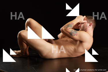 Nude Man White Slim Short Brown Standard Photoshoot Realistic