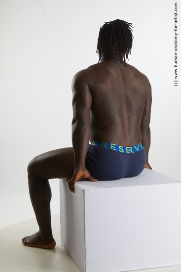 Underwear Man Black Sitting poses - simple Muscular Medium Black Sitting poses - ALL Standard Photoshoot Academic