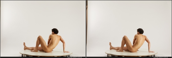 Nude Man Black Athletic Medium Black 3D Stereoscopic poses Realistic