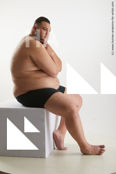 Underwear Man White Sitting poses - simple Overweight Short Black Sitting poses - ALL Standard Photoshoot Academic
