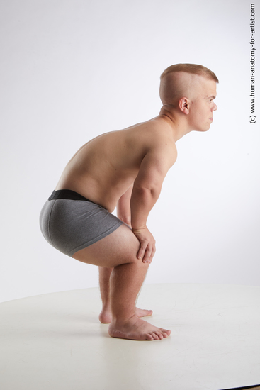 Underwear Man White Average Short Brown Standard Photoshoot Academic