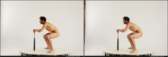 Nude Man Black Slim Short Black 3D Stereoscopic poses Realistic