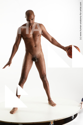 Nude Man Black Standing poses - ALL Athletic Bald Standing poses - simple Standard Photoshoot Realistic