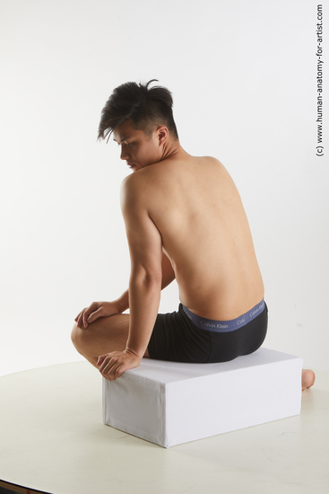 Underwear Man Asian Sitting poses - simple Athletic Short Black Sitting poses - ALL Standard Photoshoot Academic