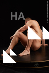 Nude Man White Sitting poses - simple Muscular Short Brown Sitting poses - ALL Standard Photoshoot Realistic