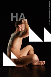 Nude Man White Sitting poses - simple Athletic Short Brown Sitting poses - ALL Standard Photoshoot Realistic