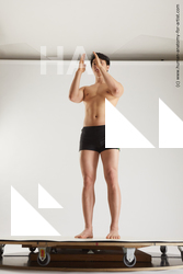 Underwear Fighting Man Asian Slim Short Black Multi angles poses Academic