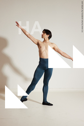 Sportswear Man White Slim Short Brown Dancing Dynamic poses Academic