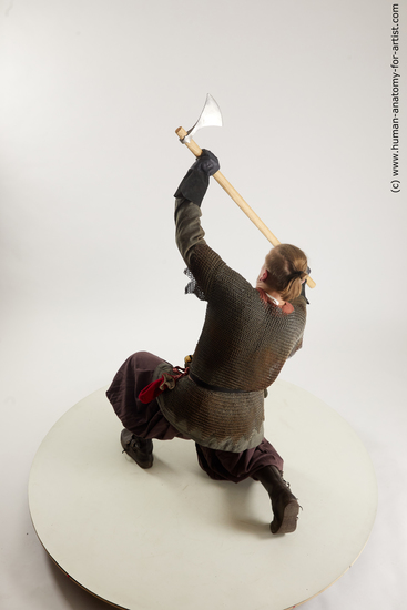 Casual Fighting with axe Man White Kneeling poses - ALL Average Medium Brown Kneeling poses - on one knee Multi angles poses Academic