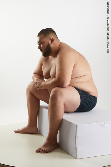 Underwear Man White Sitting poses - simple Overweight Short Black Sitting poses - ALL Standard Photoshoot Academic