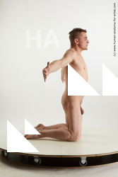 Nude Man White Kneeling poses - ALL Slim Short Brown Kneeling poses - on both knees Standard Photoshoot Realistic