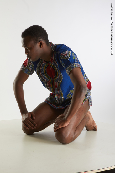 Casual Man Black Kneeling poses - ALL Slim Short Kneeling poses - on both knees Black Standard Photoshoot Academic