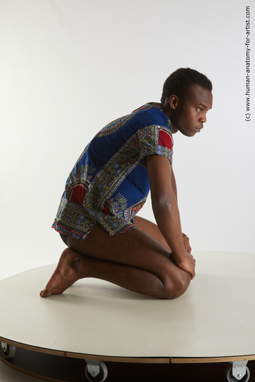 Casual Man Black Kneeling poses - ALL Slim Short Kneeling poses - on both knees Black Standard Photoshoot Academic