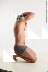 Underwear Man Black Kneeling poses - ALL Muscular Medium Kneeling poses - on both knees Black Standard Photoshoot Academic