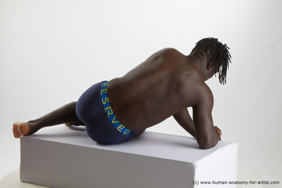 Underwear Man Black Laying poses - ALL Muscular Medium Laying poses - on side Black Standard Photoshoot Academic
