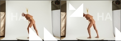 Nude Man White Standing poses - ALL Slim Short Grey Standing poses - bend over 3D Stereoscopic poses Realistic