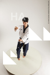 Sportswear Fighting Man Asian Standing poses - ALL Slim Short Black Standing poses - simple Multi angles poses Academic