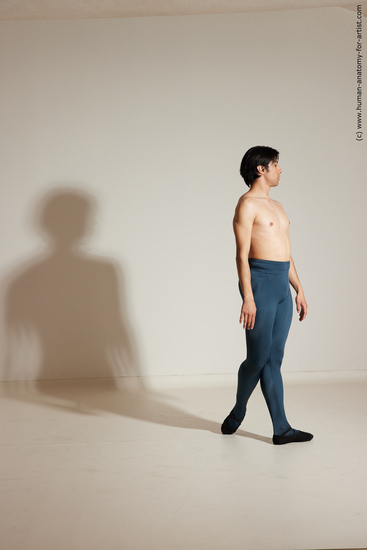 Sportswear Man White Slim Short Brown Dancing Dynamic poses Academic