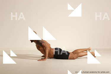 Underwear Man Black Muscular Bald Dancing Dynamic poses Academic