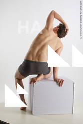 Underwear Man White Kneeling poses - ALL Average Short Brown Kneeling poses - on one knee Standard Photoshoot Academic