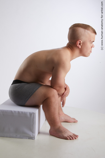 Underwear Man White Sitting poses - simple Average Short Brown Sitting poses - ALL Standard Photoshoot Academic