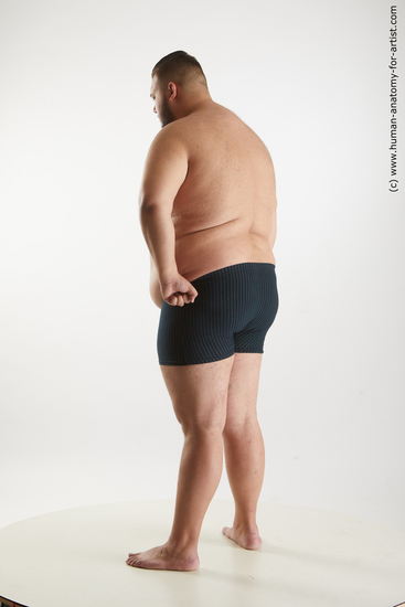 Underwear Man White Overweight Short Brown Standard Photoshoot Academic
