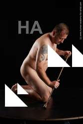 Nude Man White Kneeling poses - ALL Bald Brown Kneeling poses - on both knees Standard Photoshoot Chubby Realistic