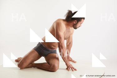 Underwear Man Black Kneeling poses - ALL Muscular Medium Kneeling poses - on both knees Black Standard Photoshoot Academic