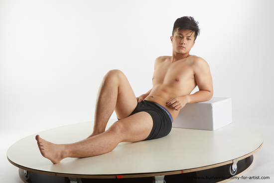 Underwear Man Asian Standing poses - ALL Slim Short Black Standing poses - simple Standard Photoshoot Academic