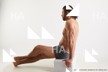 Underwear Man Black Sitting poses - simple Muscular Medium Black Sitting poses - ALL Standard Photoshoot Academic