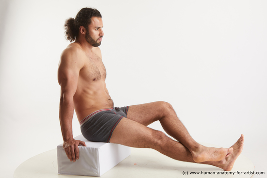 Underwear Man Black Sitting poses - simple Muscular Medium Black Sitting poses - ALL Standard Photoshoot Academic
