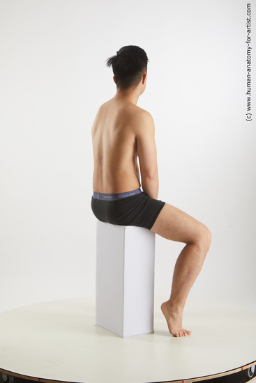 Underwear Man Asian Sitting poses - simple Slim Short Brown Sitting poses - ALL Standard Photoshoot Academic