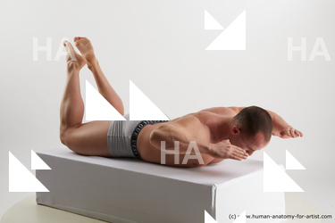Underwear Man White Laying poses - ALL Average Short Brown Laying poses - on stomach Standard Photoshoot Academic