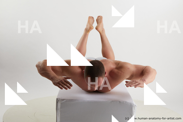 Underwear Man White Laying poses - ALL Average Short Brown Laying poses - on stomach Standard Photoshoot Academic