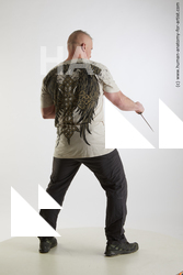 Casual Fighting with knife Man White Average Short Grey Standard Photoshoot Academic