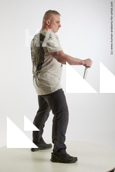 Casual Fighting with knife Man White Average Short Grey Standard Photoshoot Academic