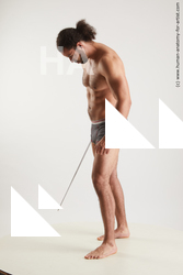 Underwear Fighting with sword Man Black Muscular Long Black Standard Photoshoot Academic