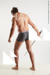 Underwear Fighting with sword Man Black Muscular Long Black Standard Photoshoot Academic