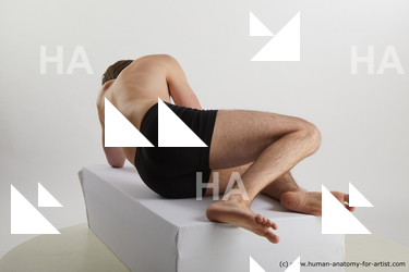 Underwear Man White Laying poses - ALL Slim Short Brown Laying poses - on side Standard Photoshoot Academic