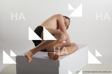 Underwear Man White Laying poses - ALL Slim Short Brown Laying poses - on side Standard Photoshoot Academic