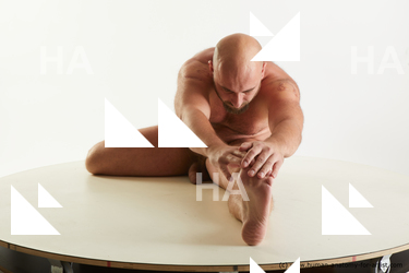 Nude Man White Bald Standard Photoshoot Chubby Realistic