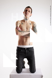 Casual Man White Kneeling poses - ALL Underweight Short Brown Kneeling poses - on both knees Standard Photoshoot Academic
