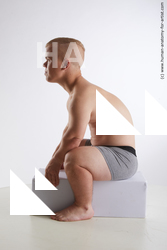 Underwear Man White Sitting poses - simple Average Short Brown Sitting poses - ALL Standard Photoshoot Academic