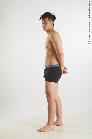 Underwear Man Asian Standing poses - ALL Slim Short Brown Standing poses - simple Standard Photoshoot Academic