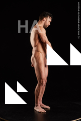 Nude Man White Standing poses - ALL Muscular Short Black Standing poses - simple Standard Photoshoot Realistic