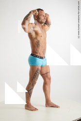 Underwear Man White Standing poses - ALL Muscular Short Brown Standing poses - simple Standard Photoshoot Academic