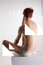 Underwear Man White Sitting poses - simple Slim Short Red Sitting poses - ALL Standard Photoshoot Academic