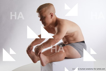 Underwear Man White Sitting poses - simple Average Short Brown Sitting poses - ALL Standard Photoshoot Academic